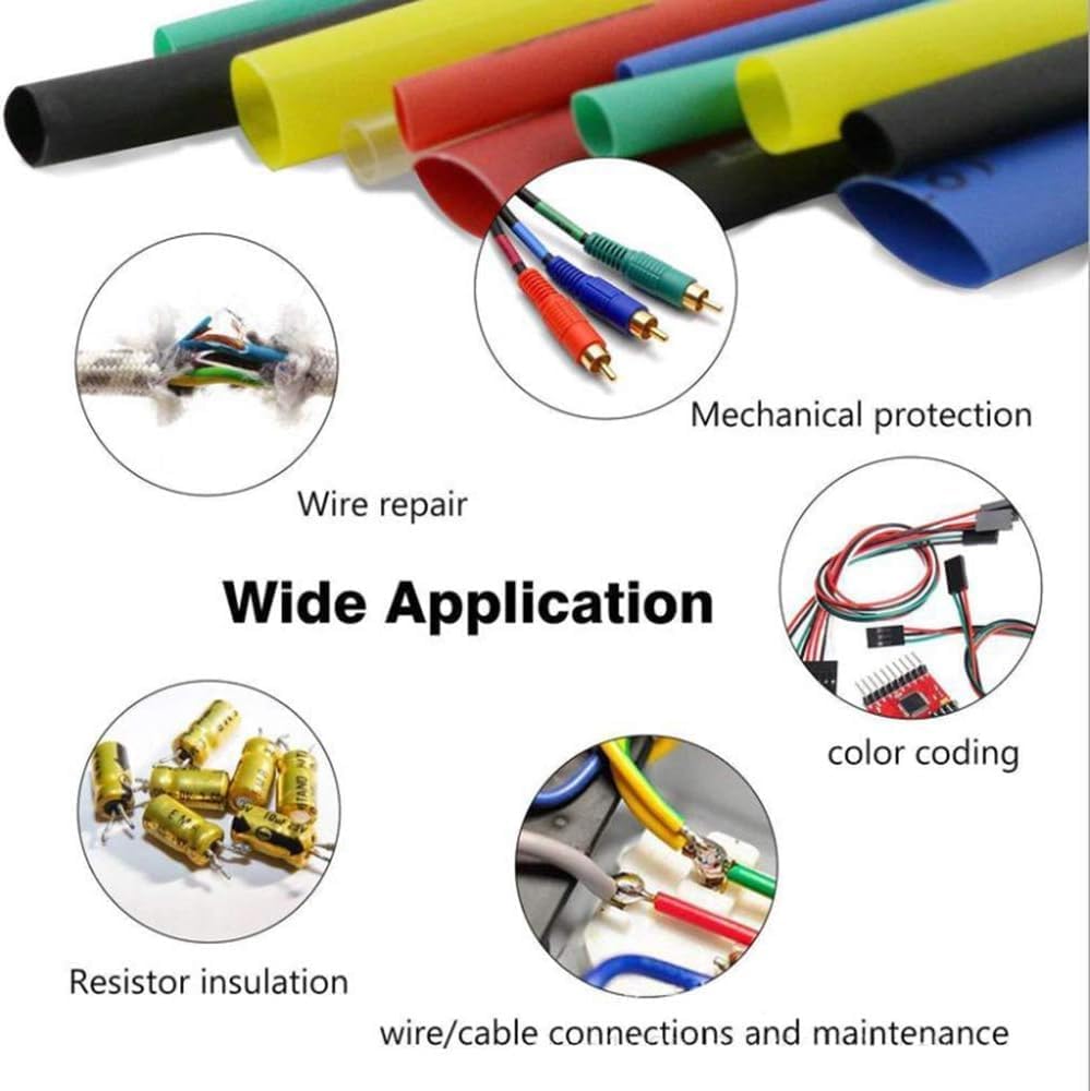 164 Pcs Heat Shrink Tubing kit, Electric Insulation Heat Shrink Wrap Cable Sleeve,5 Colors in 8 Sizes (164 pcs)
