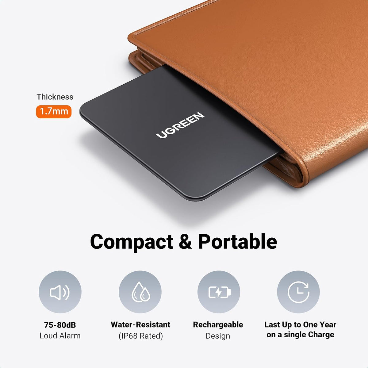 UGREEN FineTrack Slim Wallet Tracker for Apple Find My (iOS only), 1.7mm