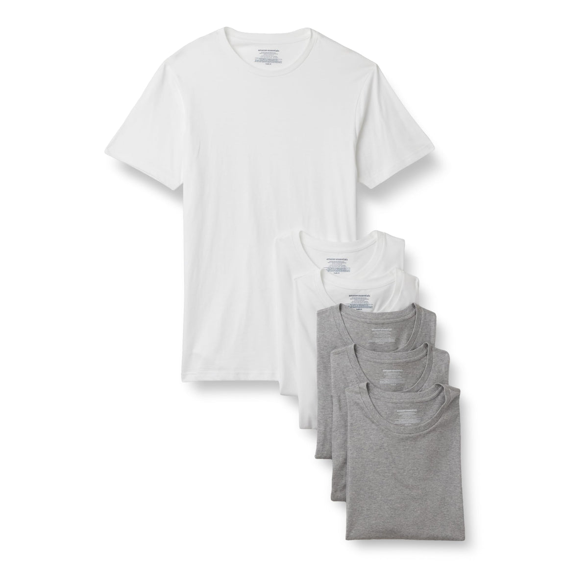 Amazon Essentials Men's Vests - Slim-Fit Cotton Crew Neck, Short and Long Sleeve T Shirt, Pack of 6, Undershirt and Vests for Men
