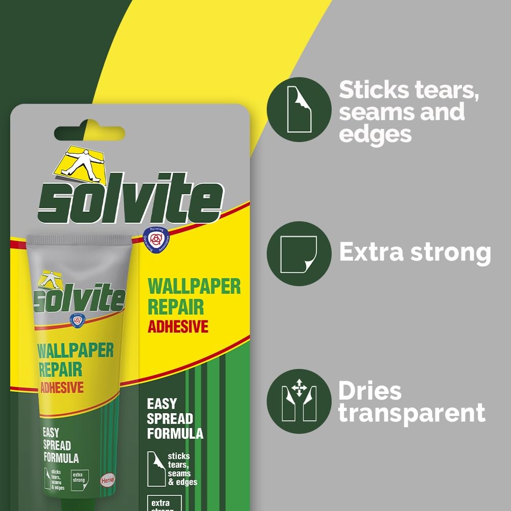 Solvite Wallpaper Repair Adhesive, Extra-Strong Paste, 1 x 56 g
