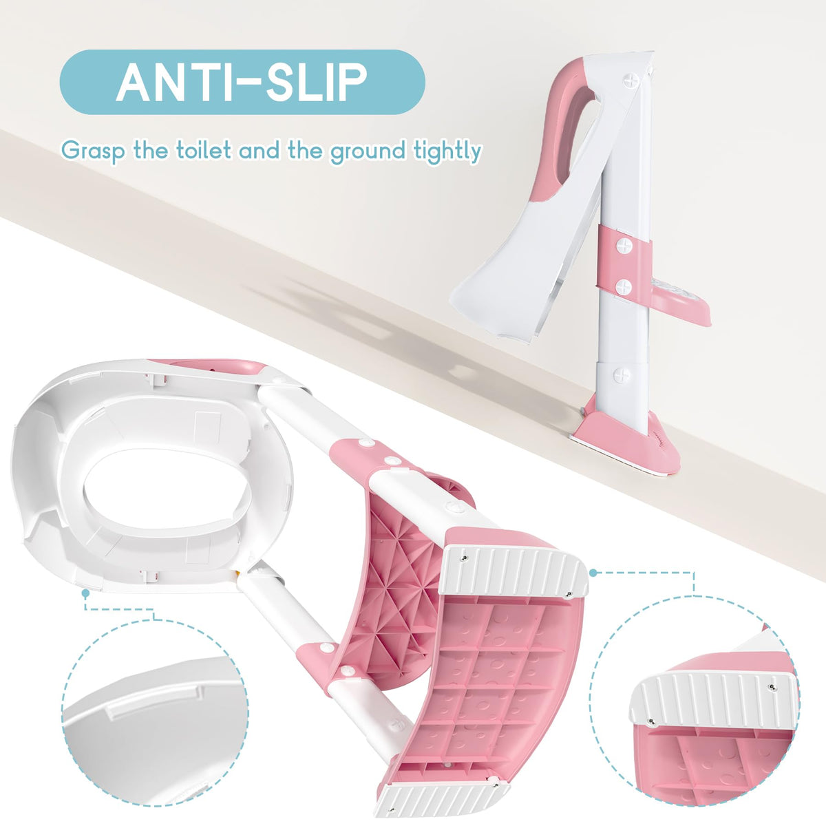 COOSEYA Potty Training Toddler Toilet Seat,Kids Toilet Seat and Step,Grey