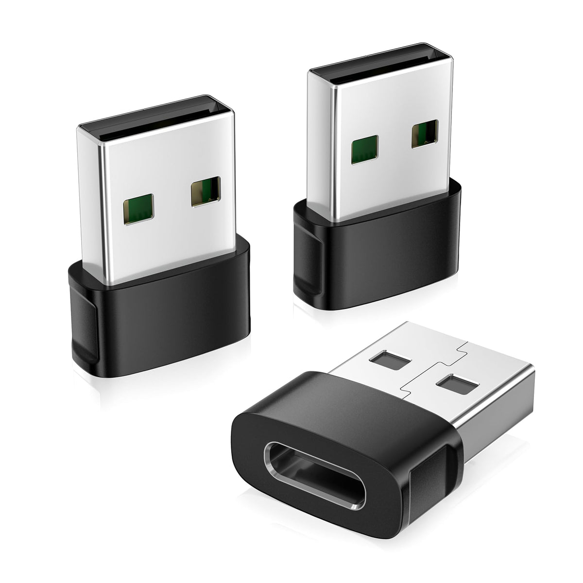 BASESAILOR USB to USB C Adapter 3Pack,Charger Plug for iPhone Duo 18 17 Pro