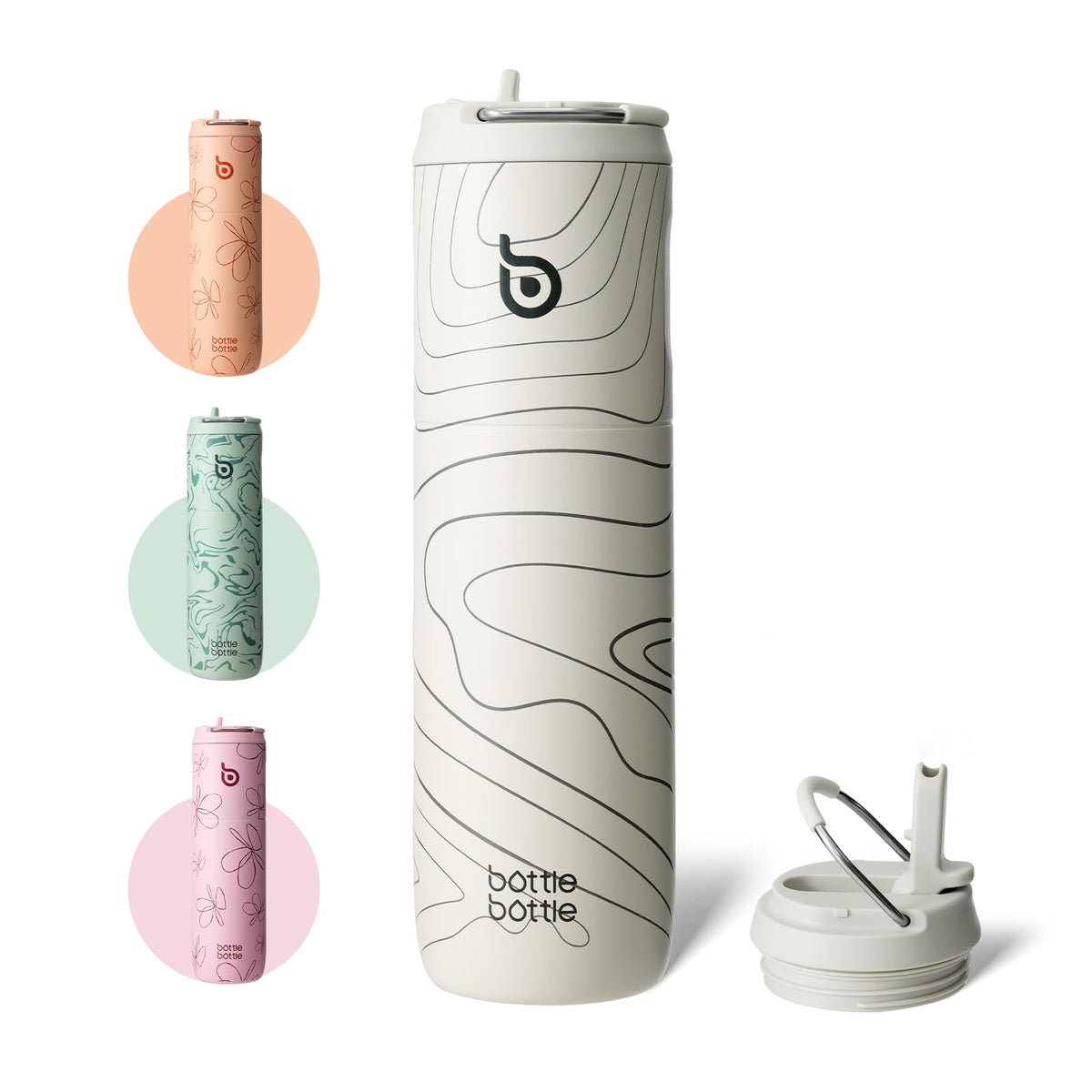 Bottle Bottle Stainless Steel Water Bottle 700ml with Straw and Lid Sports Insulated Metal Water Bottles with Handle(Black)