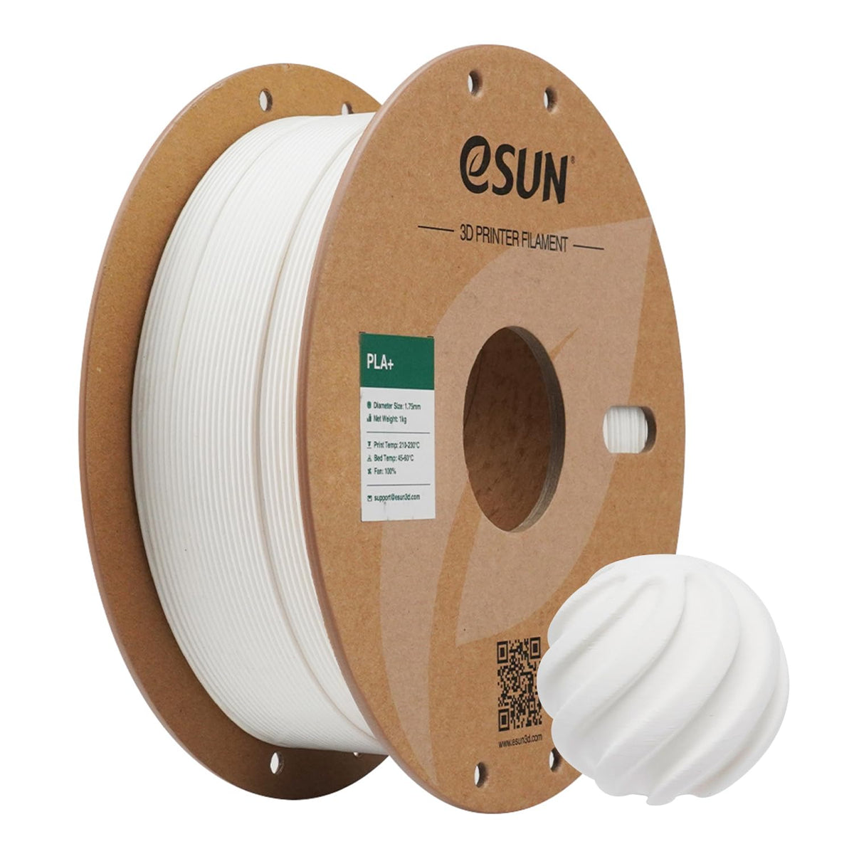 eSUN PLA+ 3D Printing Filament 1KG(2.2lbs), Enhanced Toughness, Cold White