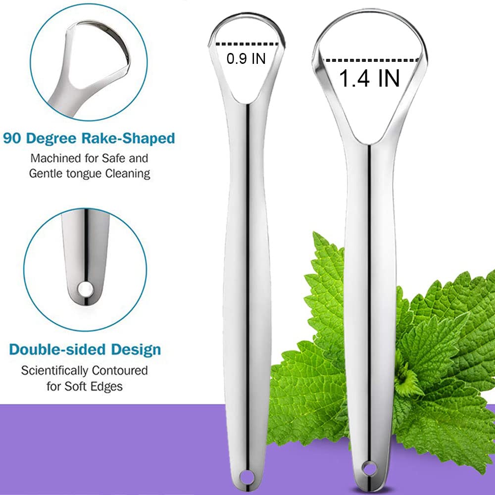 Tongue Scraper Stainless Steel,Tongue Cleaners Fresh Breath Restored Taste U Size(2Pcs)