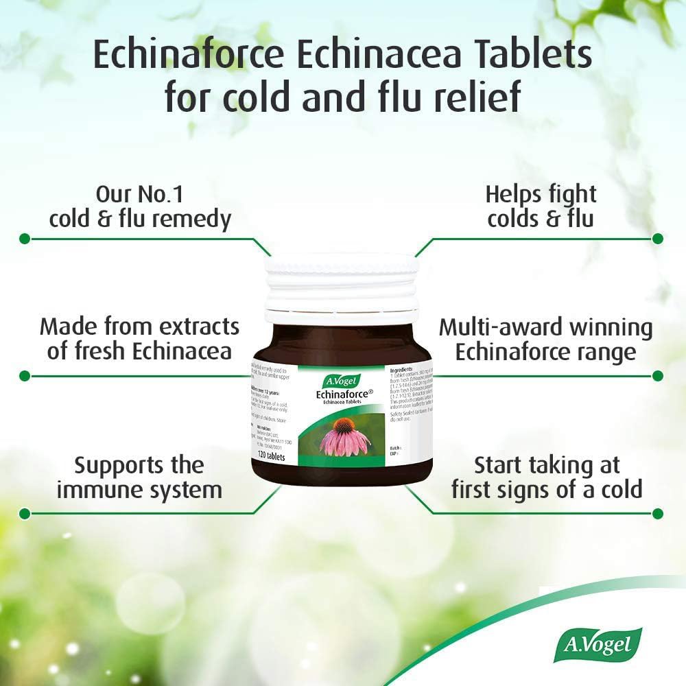 A.Vogel Echinaforce Echinacea Tablets relieves Cold & flu Symptoms by strengthening the Immune System, 120 Tablets