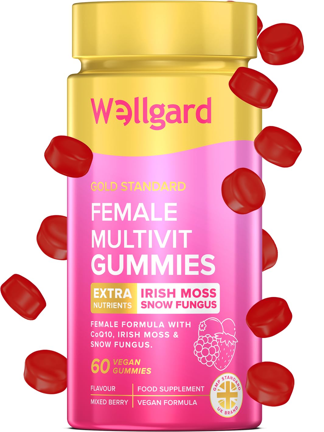 Wellgard Kids Calcium & D3 Gummies - 2 Month Supply - Vegan Chewable Calcium and Vitamin D3 Gummies, Mixed Berry Flavour