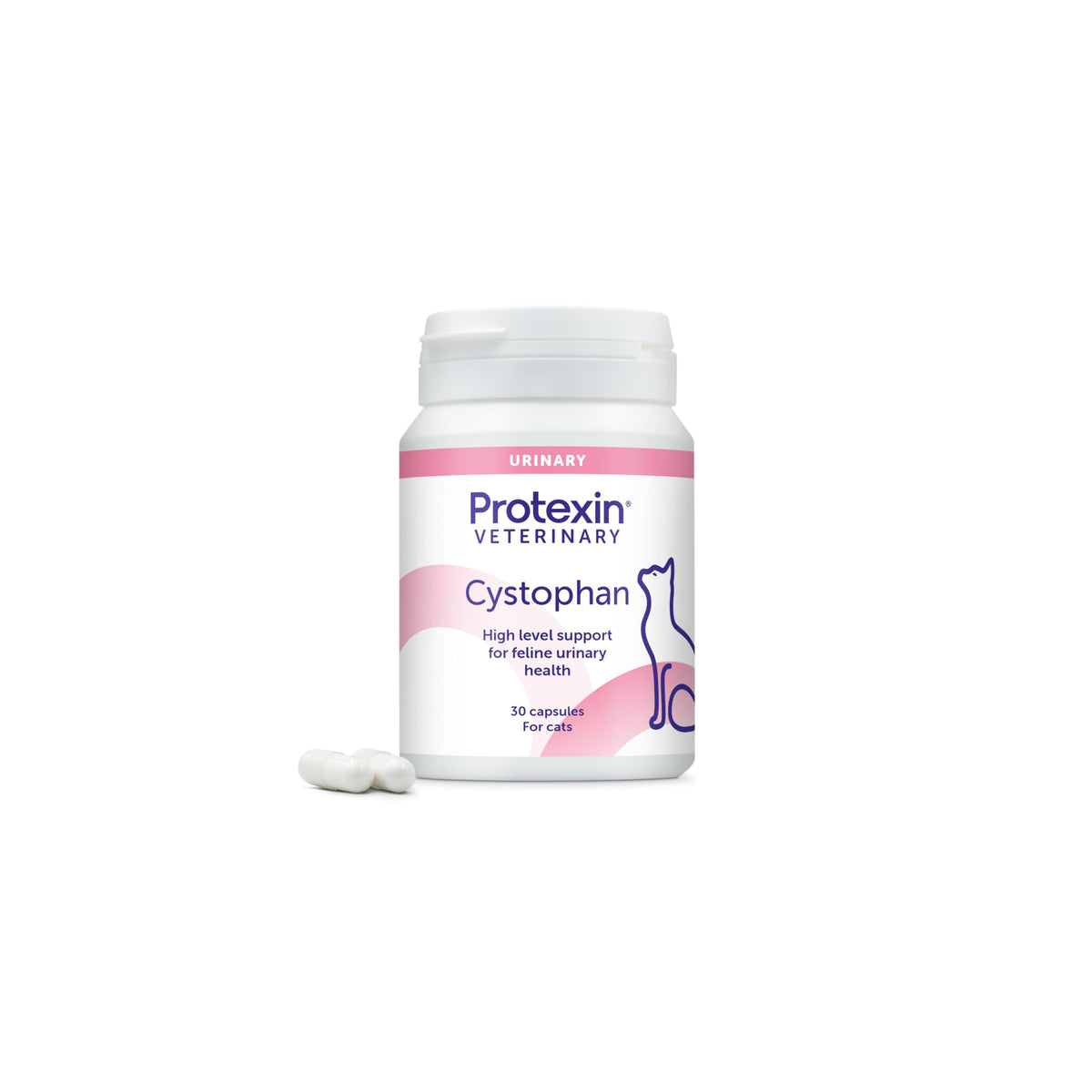 Protexin Veterinary Cystophan for Cats, Urinary & Bladder Health Supplement with N-acetyl-D-glucosamine, Meat-Free Chicken Flavour Capsules, 30 Capsules