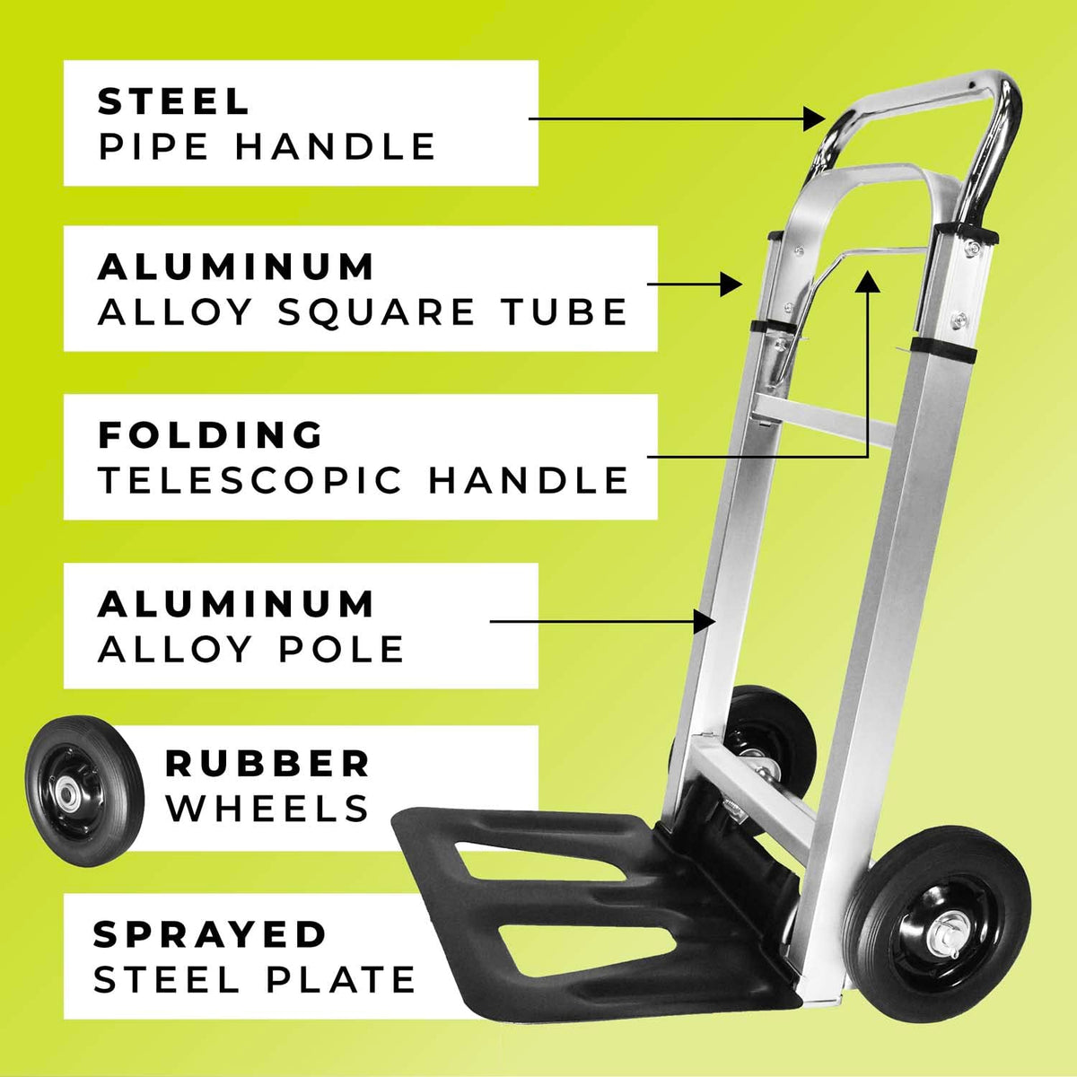 WMR Heavy Duty Folding Aluminium Hand Truck Trolley | Multi-Purpose Sack Barrow Cart | Lightweight & Durable Aluminium Trolley for Luggage, Groceries, Office, Warehouse | 80KG Load Capacity
