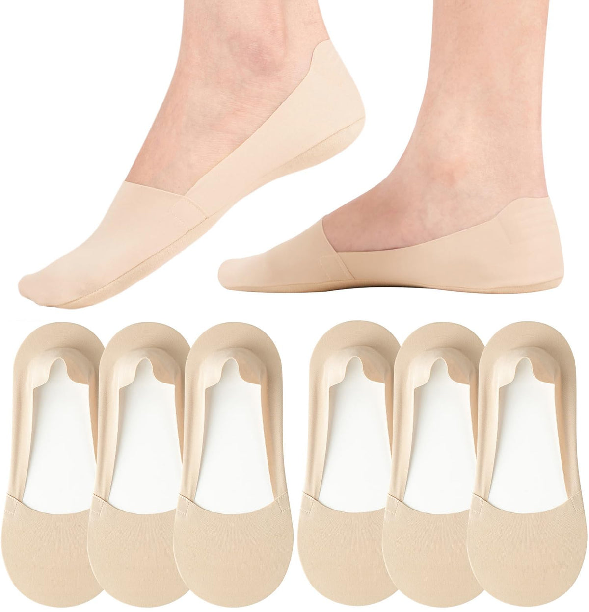 No Show Trainer Socks Womens, Non Slip Invisible Socks for Ladies