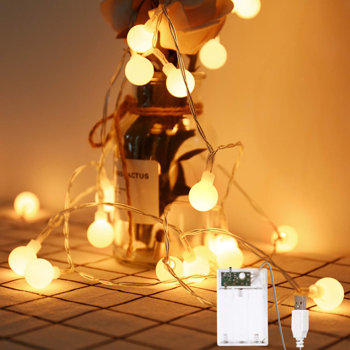 Fulighture Fairy Lights Battery Operated: 5m 16ft 40LED Snowflake