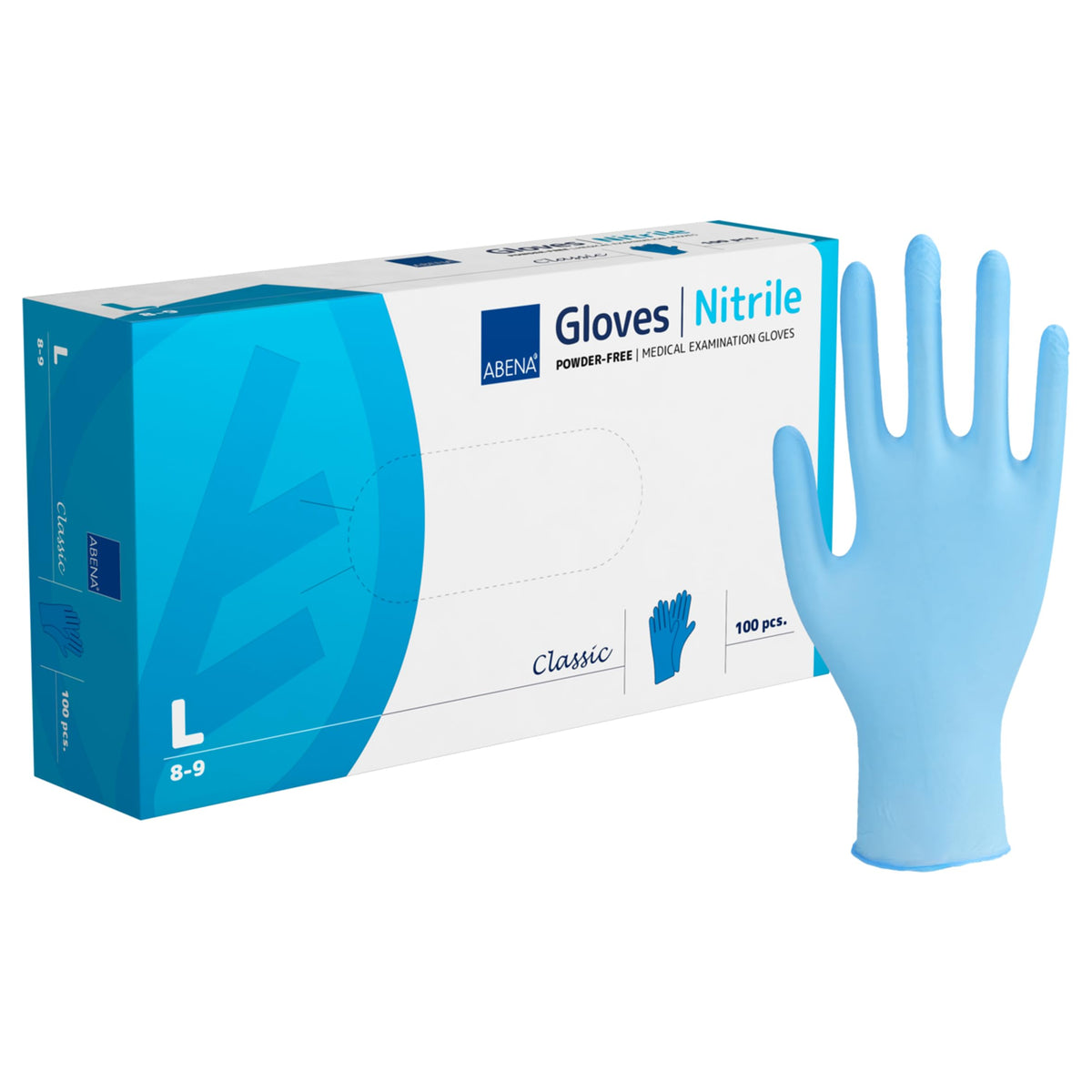 ABENA Pink Disposable Nitrile Gloves, Large, Pack of 100, Powder Free, Latex Free, Examination Gloves for Cleaning, Food Prep, Beauty, Medical & Hygiene, Strong Single Use Protective Gloves