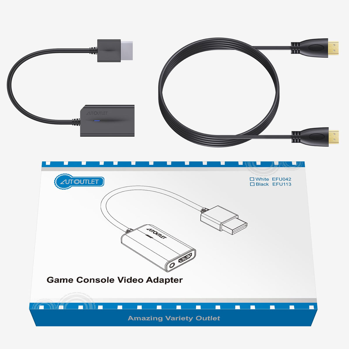 AUTOUTLET Wii to HDMI Converter 1080P 5ft/150 cm for Full HD Device, Adapter with HDMI Male Cable Output Compatible with Nintendo Wii, Wii U, HDTV, Monitor-Supports All Wii Display Modes