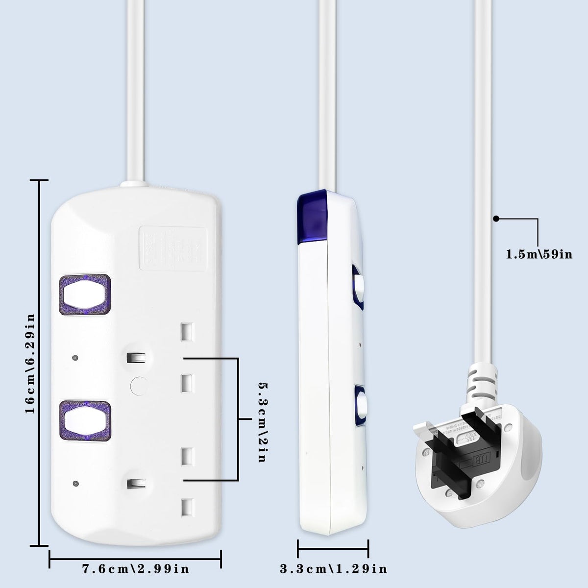 Extension Lead 5M, 4 Plug Extension Lead with Individual Switches(3250W)