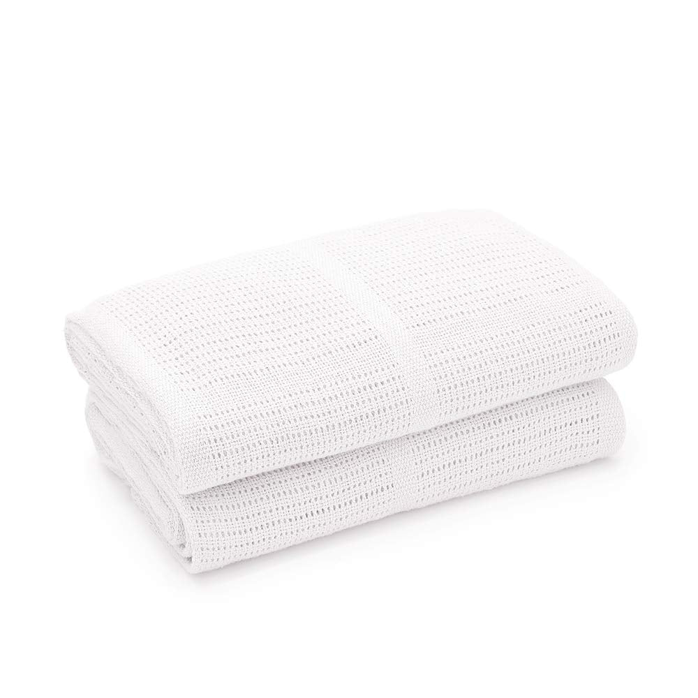 Bloomsbury Mill - Cellular Blankets Baby - 100% Organic Cotton - 2 Pack - Cloud - White - Newborn Essentials - Soft Breathable Baby Blankets for Pram, Cot, Moses Basket - 75x95cm