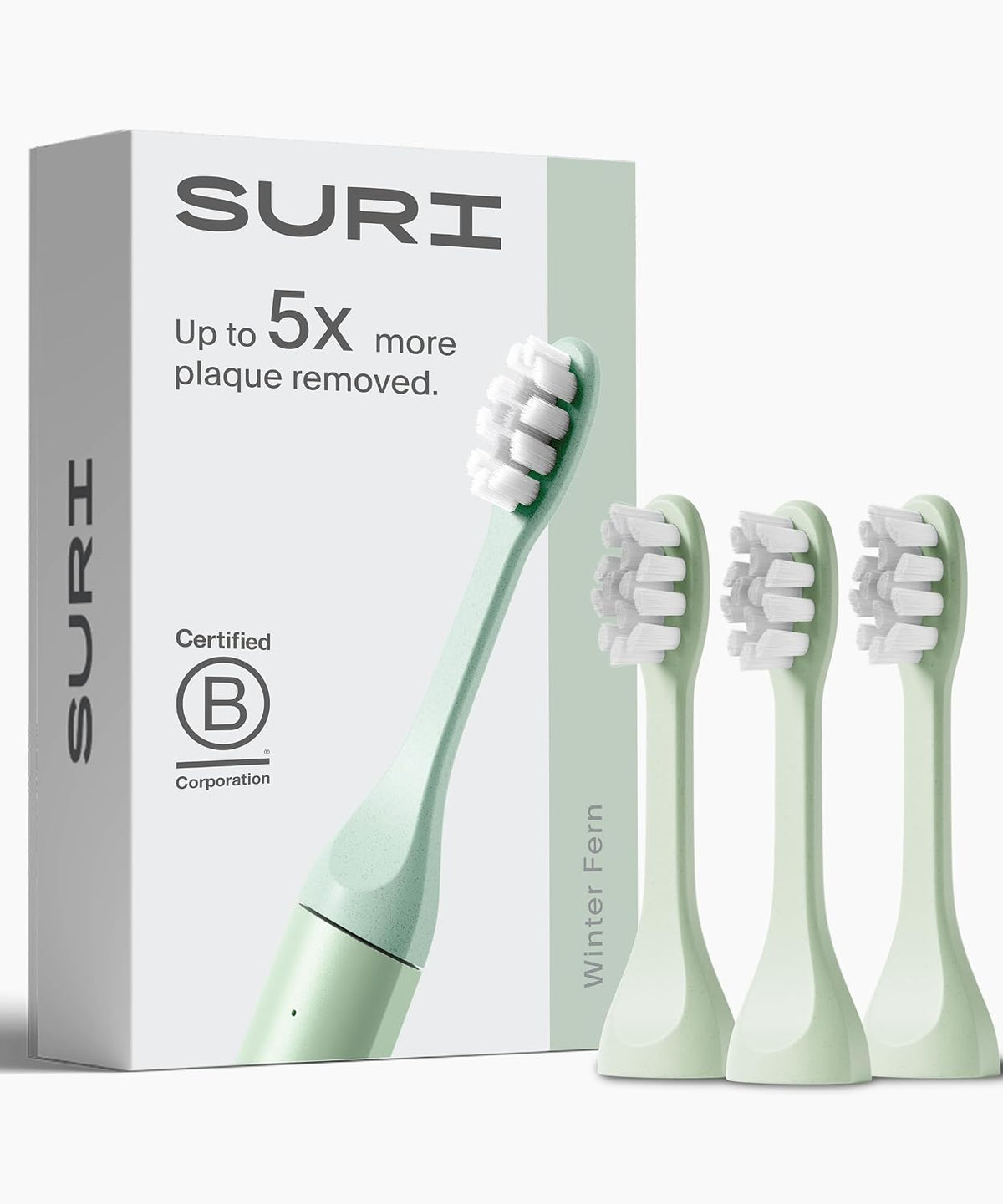 SURI Recyclable Electric Toothbrush Heads | Core & Pro Compatible | Long Lasting Replacement Heads | Pack of 3 | Winter Fern