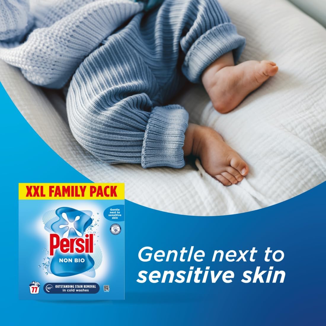Persil Non Bio Washing Powder XXL Family Pack gentle next to sensitive skin for outstanding stain removal in cold washes 77 washes (3.85 kg)