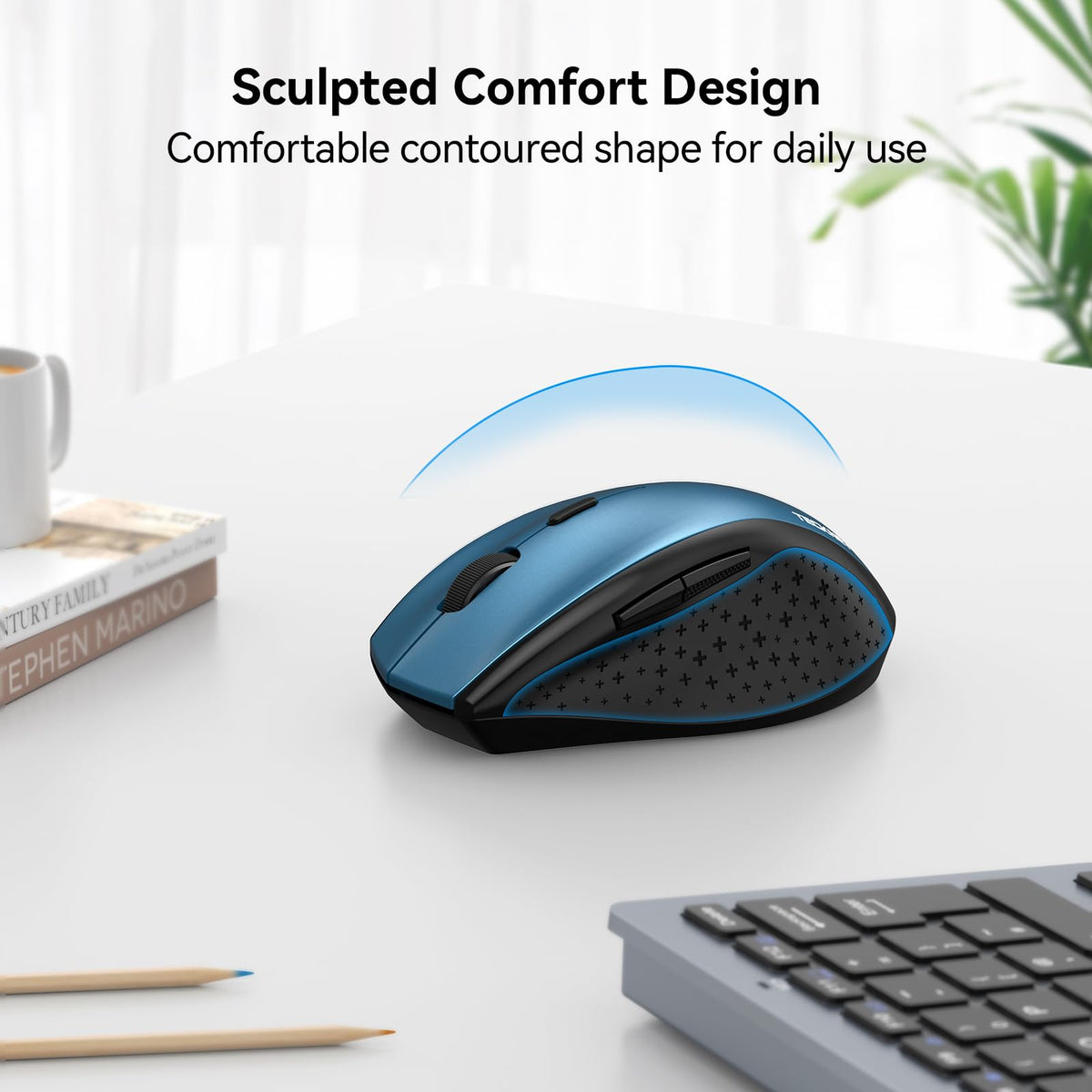 TECKNET Wireless Mouse for Laptop, 4800 DPI Optical Computer Mice with 6 Adjustable Levels, 30 Months Long Battery Life 2.4G Cordless USB Silent Mouse for Notebook, PC, Office Home Work -Grey