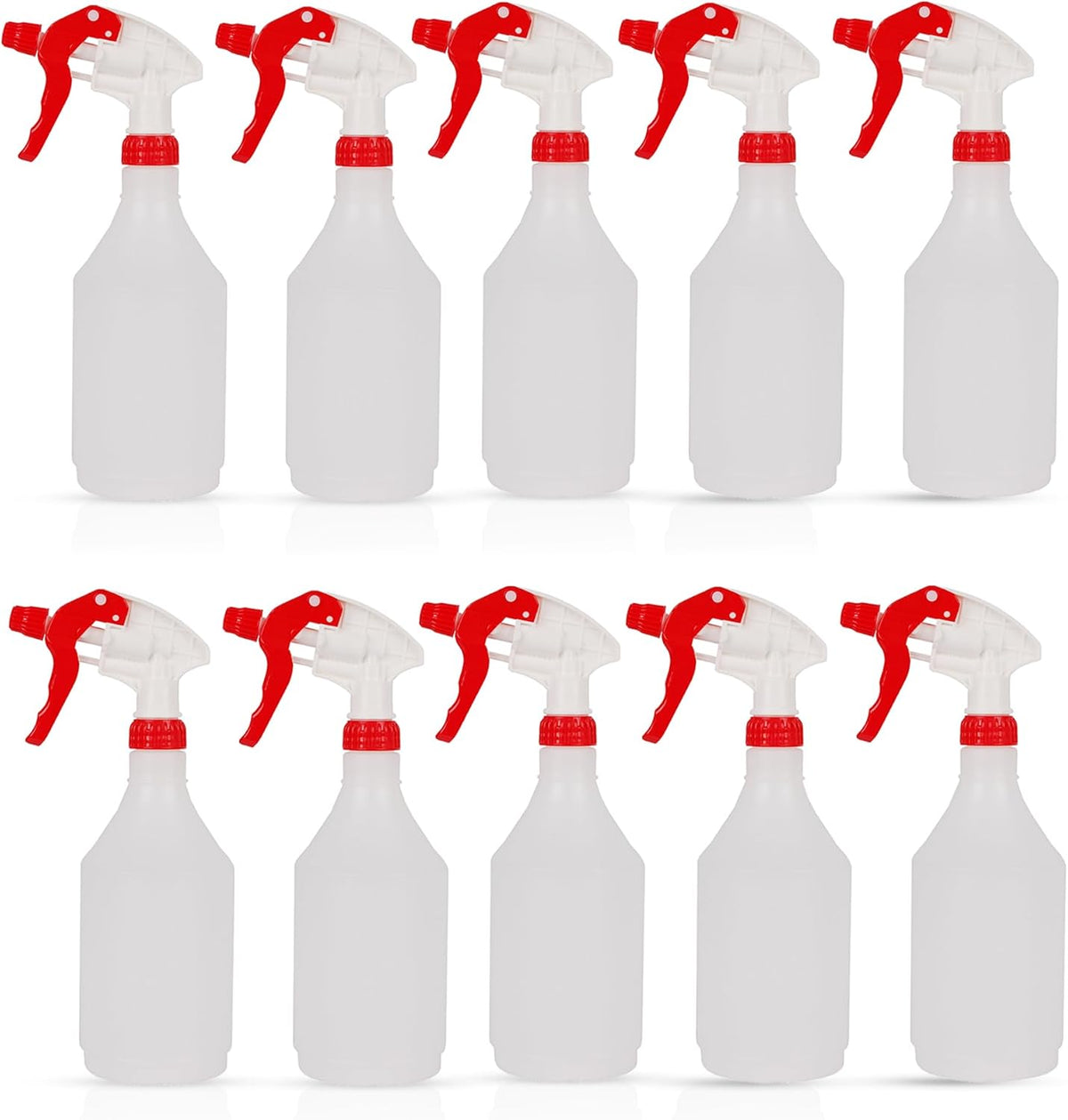 DCS Pack of 10 Plastic Water Spray Bottles for Cleaning 750ml – Hand Trigger Empty Spray Bottles for Gardening and Home Cleaning – Heavy duty Industrial Refillable Mist Spray Bottle (Red)
