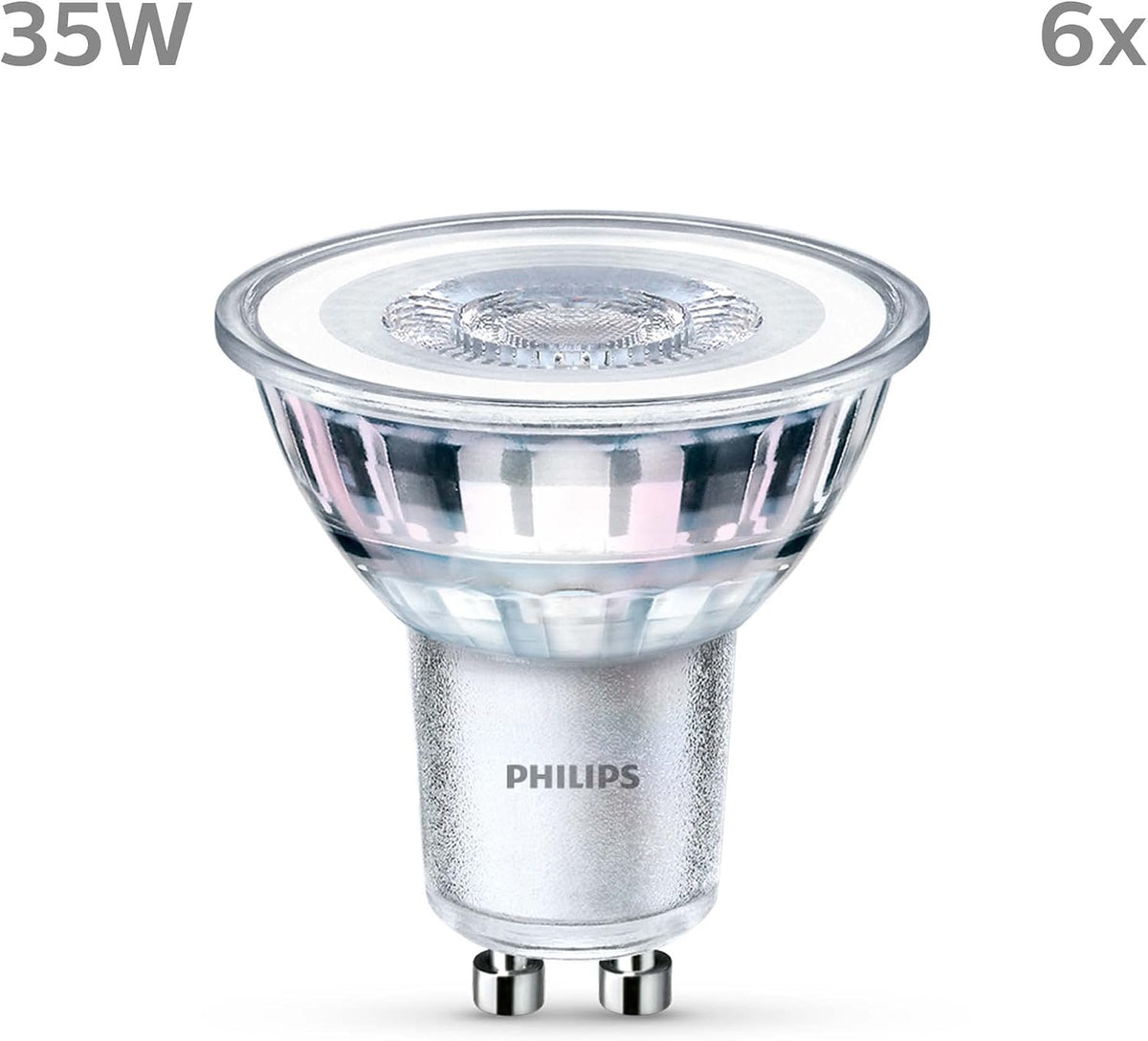 Philips Classic Spotlight Bulb, GU10 Pack of 6