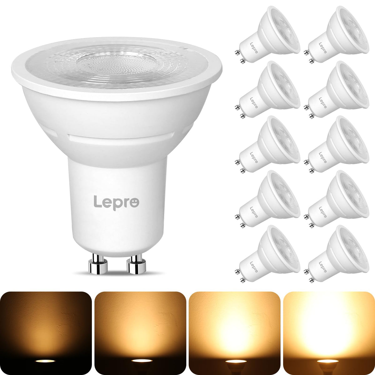 Lepro GU10 LED Spotlight Bulbs, Neutral White 4000K, 50W Equivalent,10-Pack