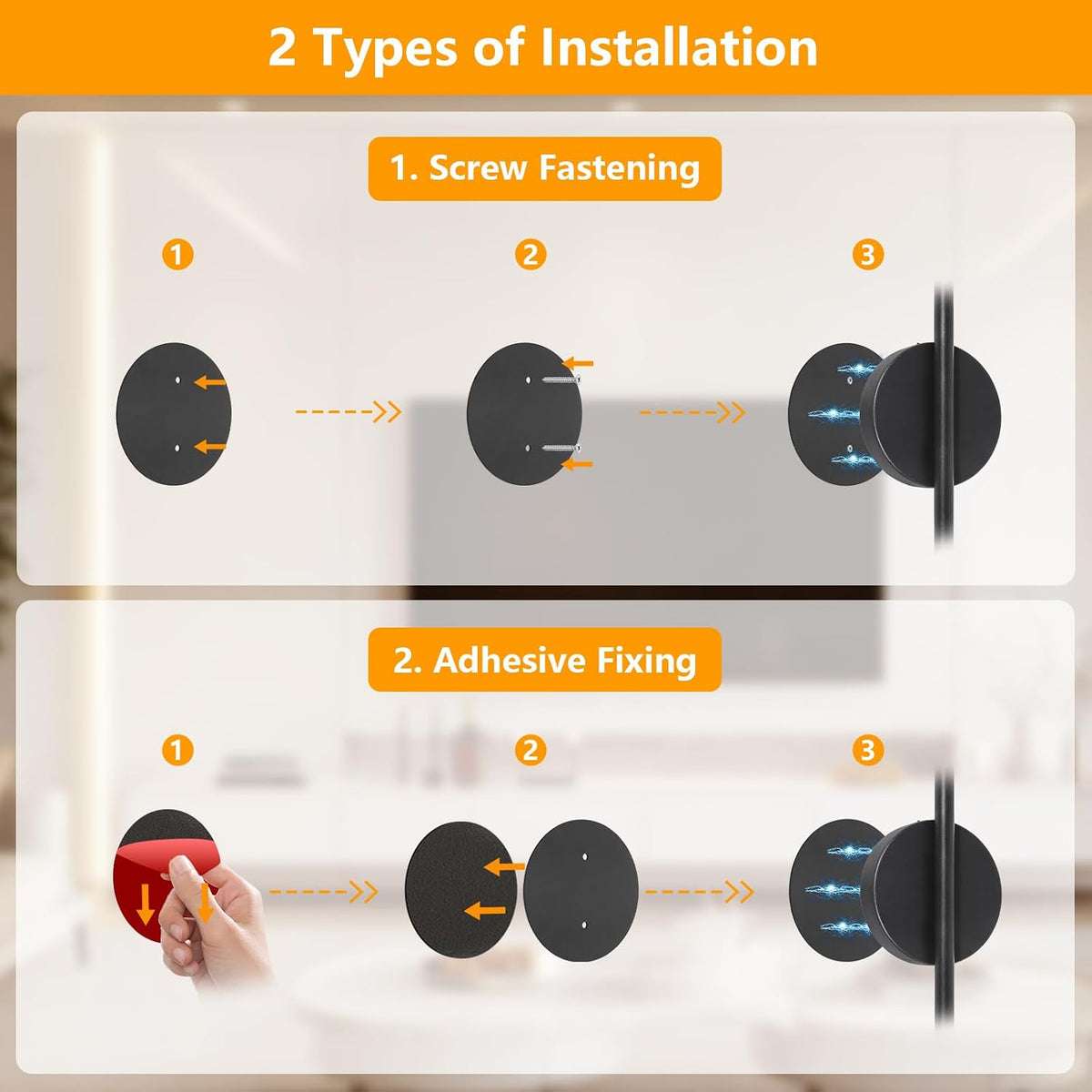 Dehobo 80CM Rechargeable Wall Lights with 8000mAh for Home Decor, 2 Packs