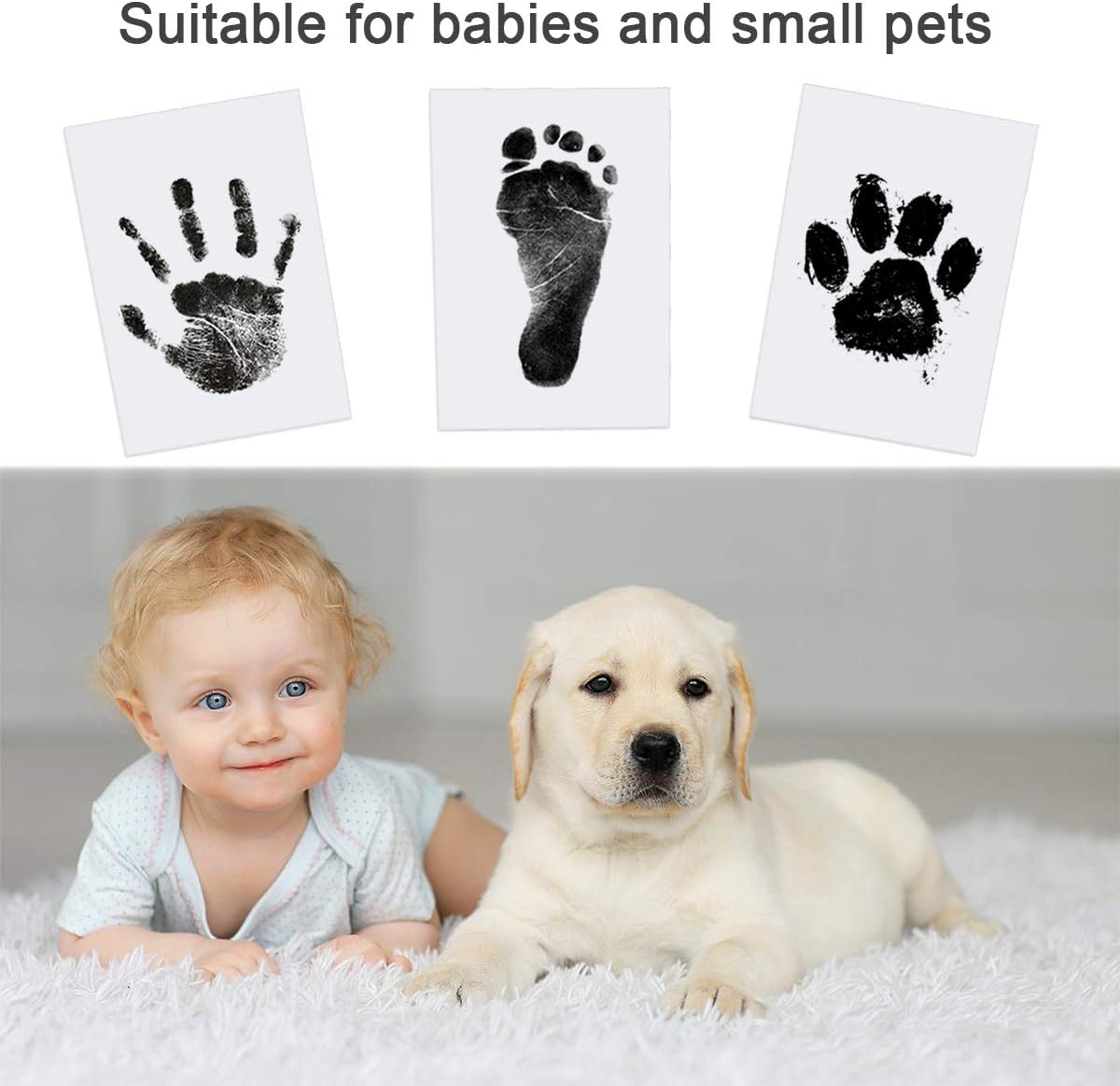 Nabance Baby Hand and Footprint Kit, 3 Inkless Print Pads, 6 Imprint Cards