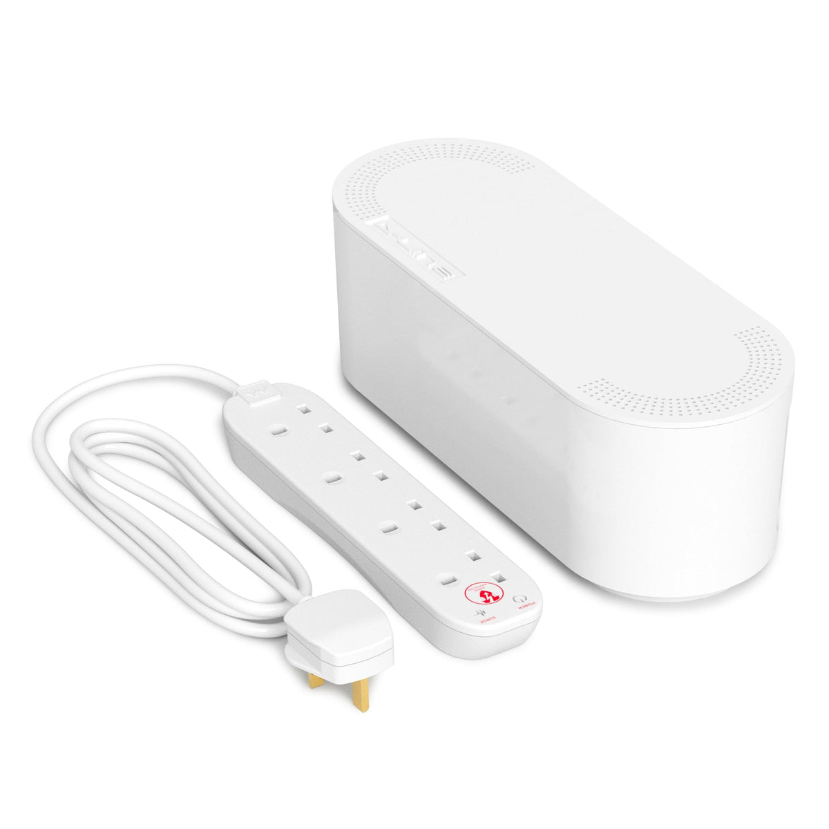 D-Line Cable Tidy Box, Hide & Conceal Extension Blocks, Desk Cable Management Solution, TV Wire Tidy, Made from Electrically Safe ABS Material - 325mm (L) x 125mm (W) 115mm (H) - Small, White