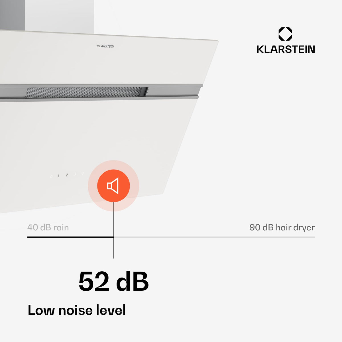 Klarstein Alina 90 Angled Cooker Hood - 615m³/h Air Flow, Touch Panel, LED Backlighting, Quiet 63dB, Energy Class A, 90cm Extractor Hood, Black
