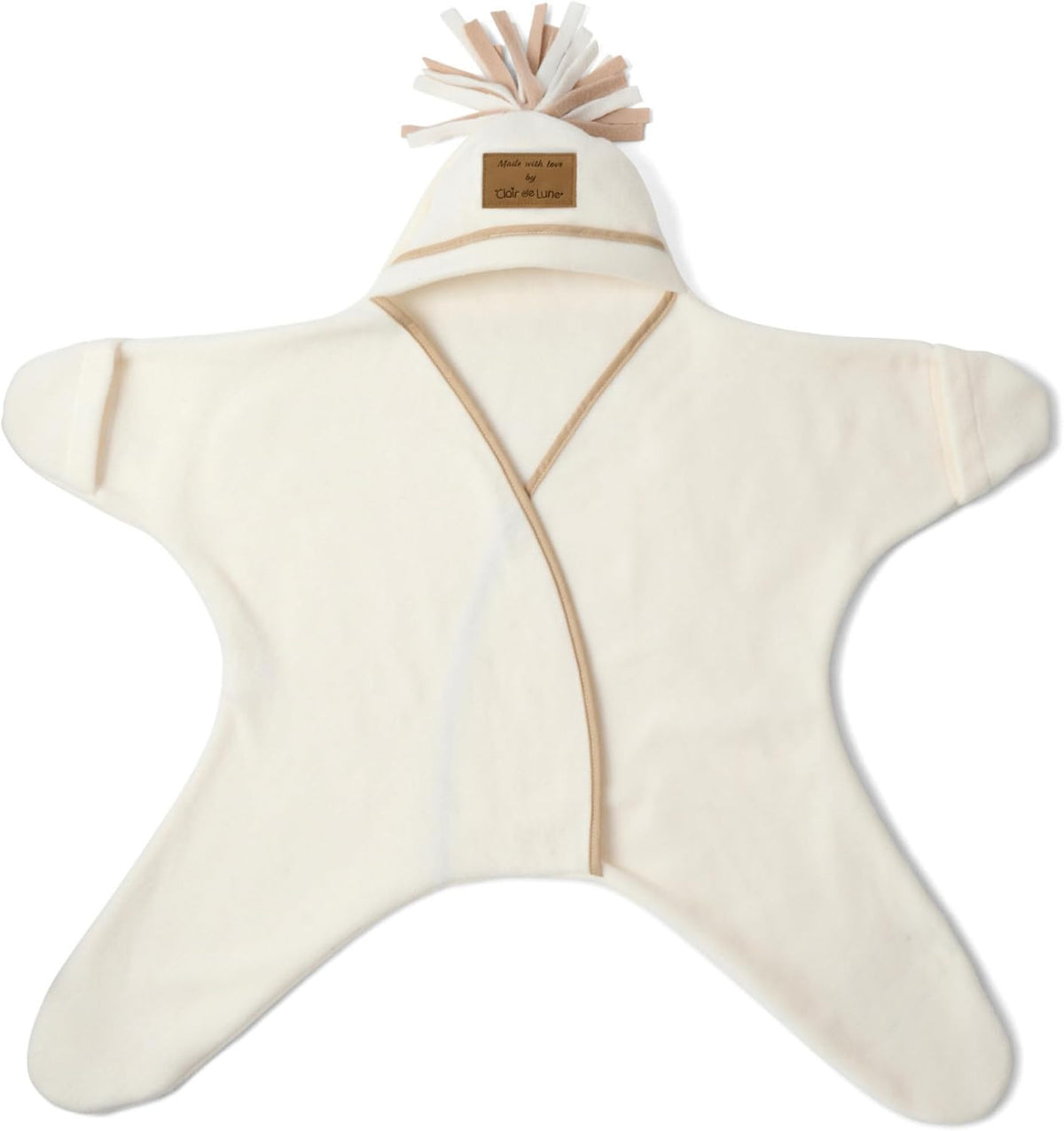 Clair de Lune Star Fleece Baby Wrap Blanket 0-6 Months (Cream)