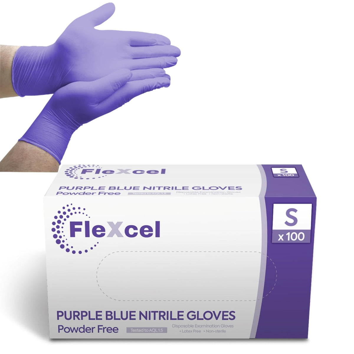 Powder Free Nitrile Gloves - Medical-Grade, Latex-Free, Food Safe (Box of 100)