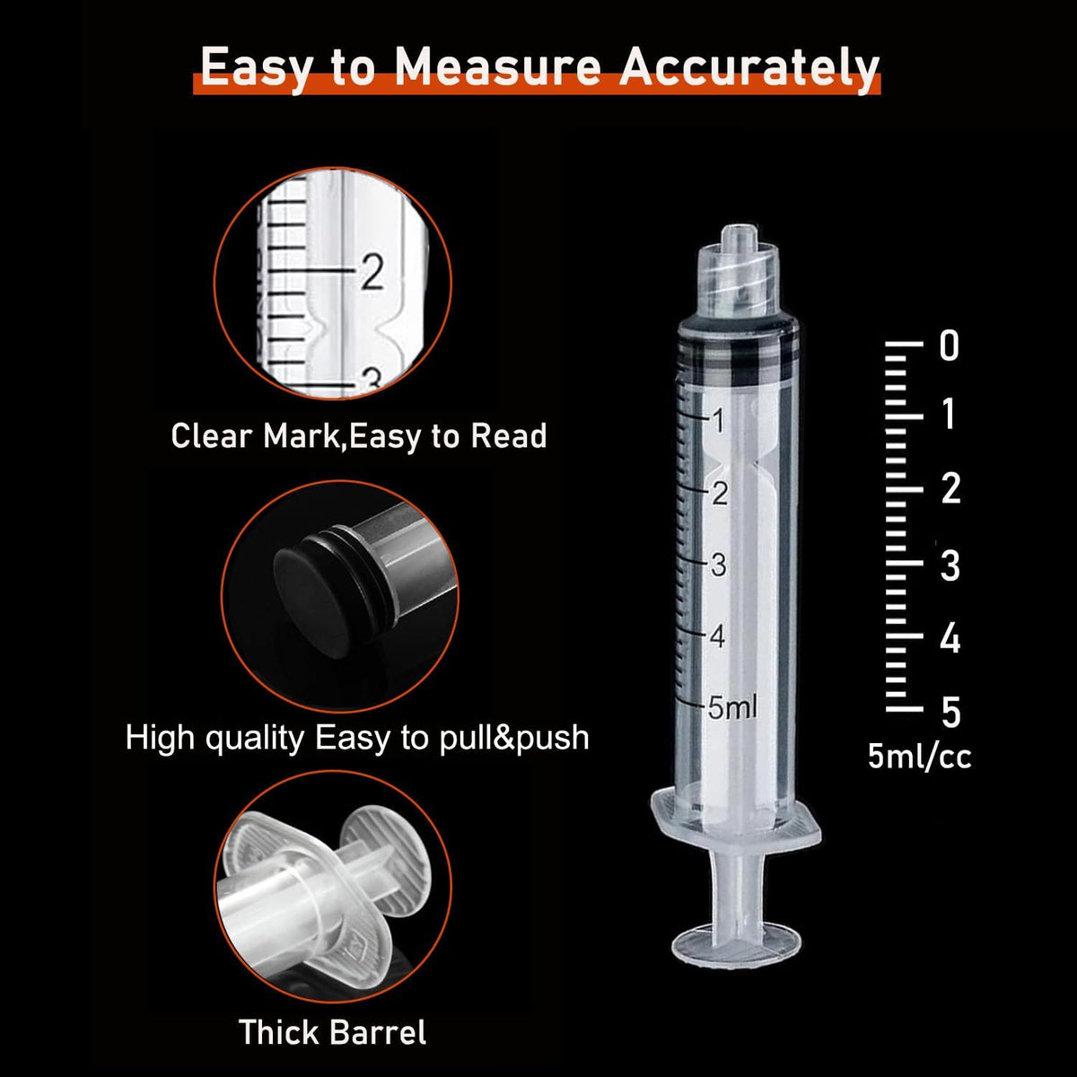 5Pack 5ml Ink Filling Syringe Luer Lock Plastic Syringes with Cap
