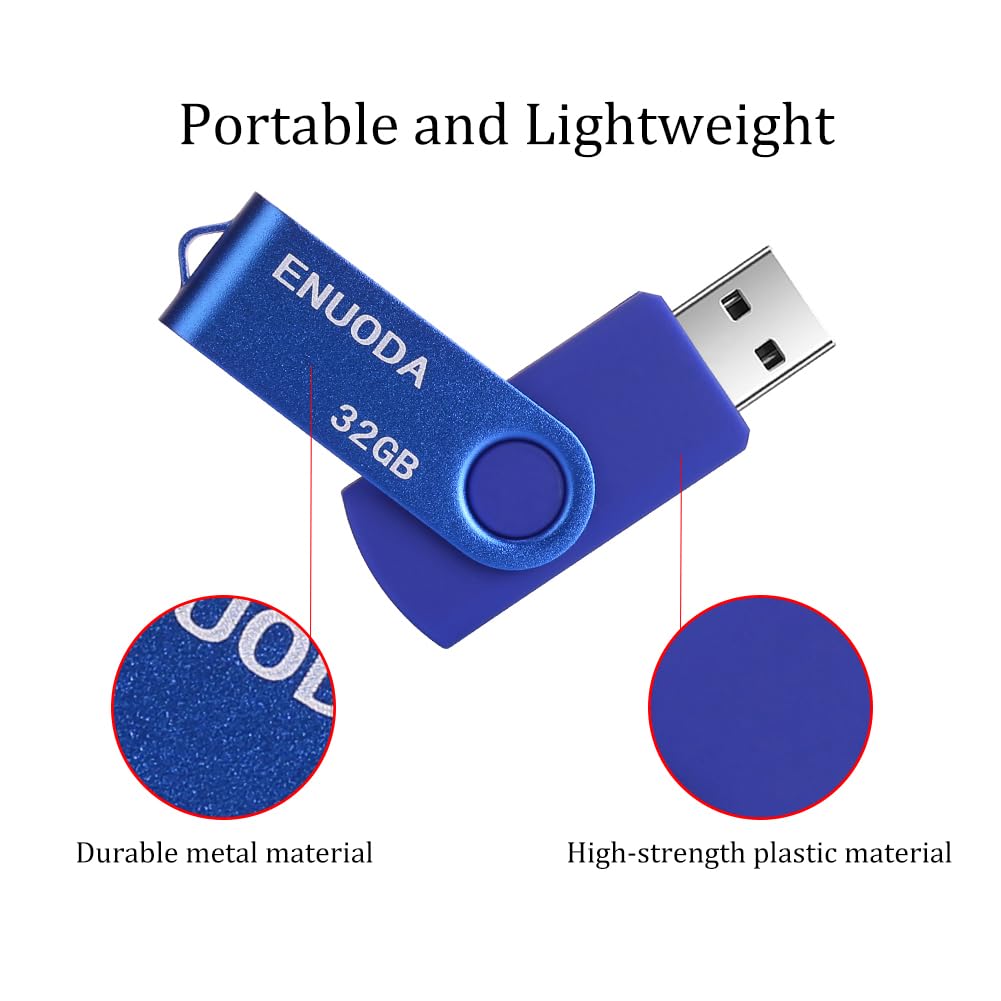 ENUODA Memory Stick 128GB USB 2.0 Flash Drives Swivel Design Storage Thumb Drive Pen Drive (Black)