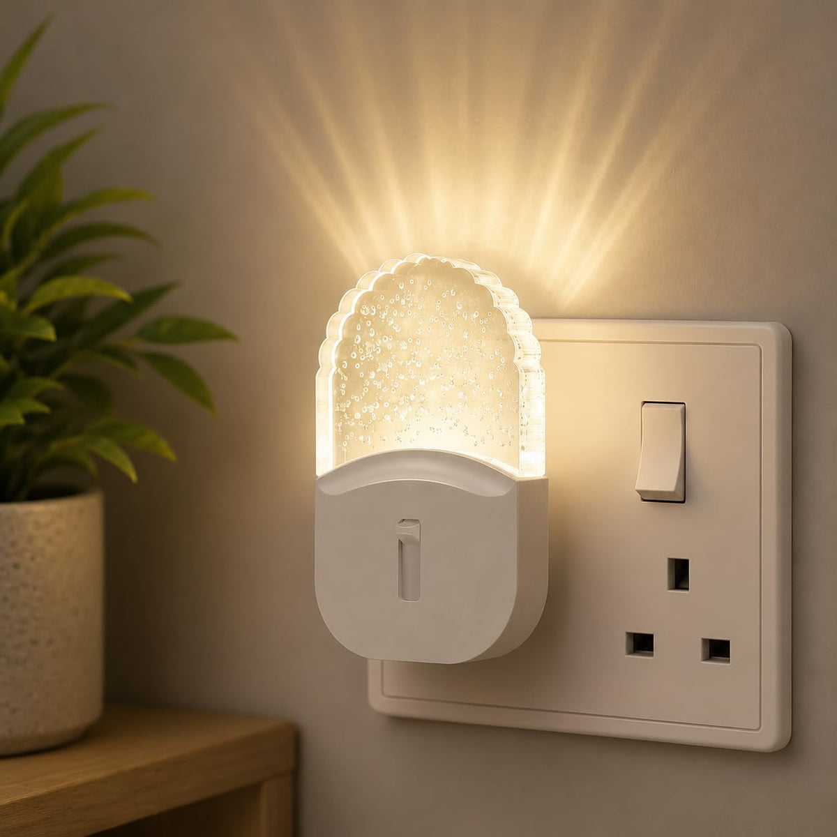 Emeritpro Night Light Plug in Wall with Dusk to Dawn Sensor, Warm White+RGB