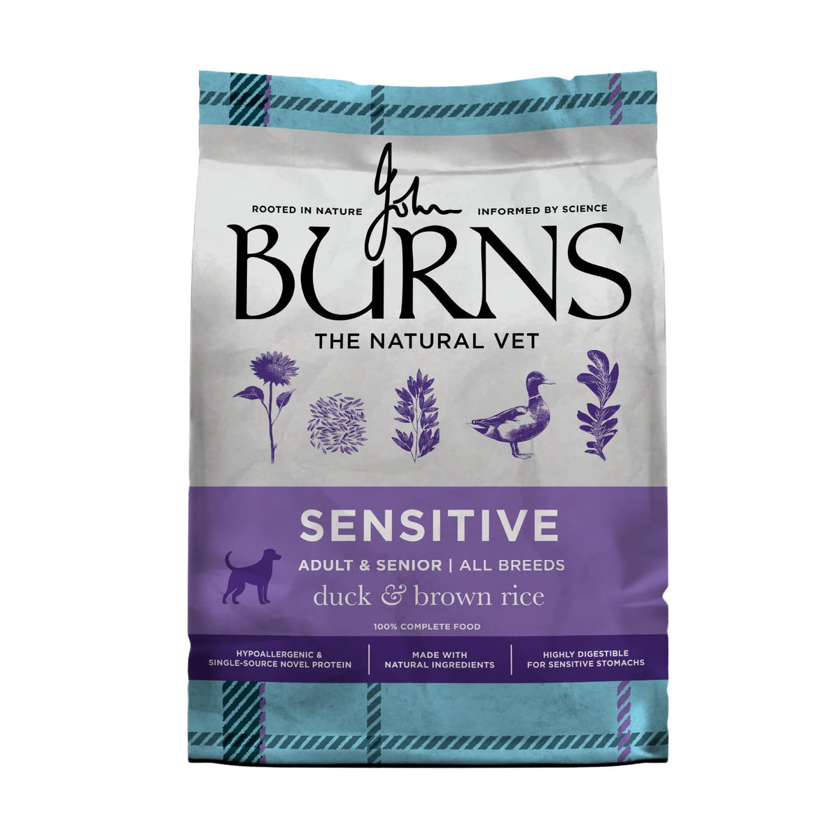 Burns Pet Nutrition Hypoallergenic Complete Dry Dog Food Adult and Senior Dog Sensitive with Pork and Potato 2 kg