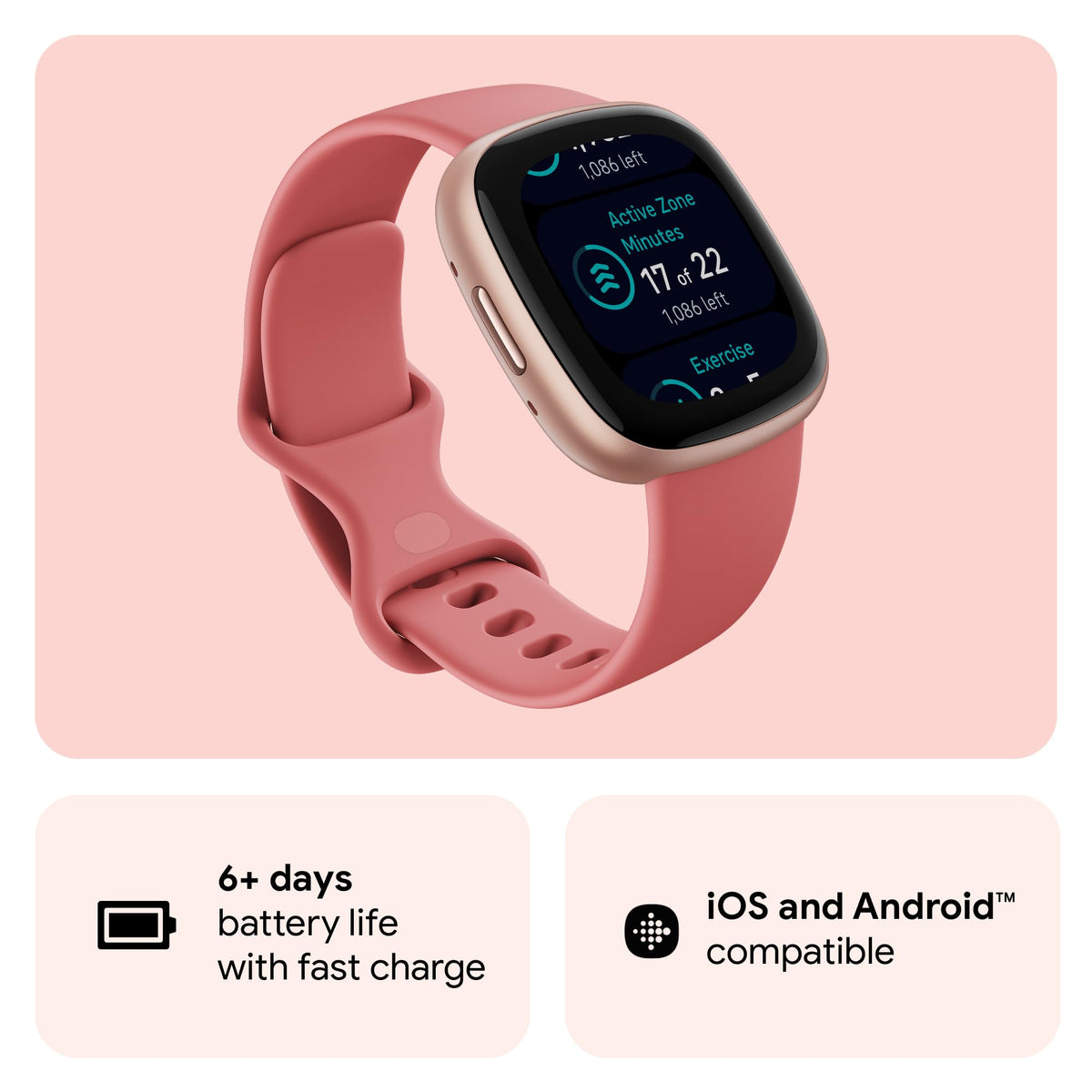 Fitbit Google Versa 4 Fitness Smartwatch with 3 Months Google Health Membership Included and up to 6 days battery life - compatible with iOS & Android, Black/Graphite Aluminium