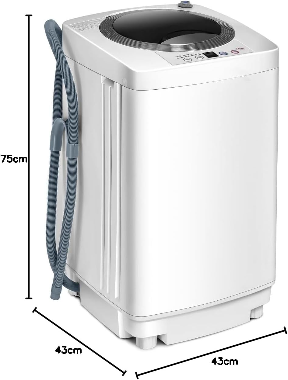 COSTWAY 2 in 1 Portable Washing Machine - 6/10 Programs, Adjustable Water Level, Fully Automatic Compact Washer Spin Dryer with Drain Pump for Apartment Dorm (4.5kg Load, 10 Program, 8 Water Level)