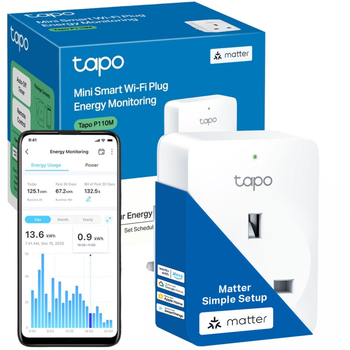 Tapo P110(4-pack) Smart Plug, Energy Monitoring WiFi Plug, Max 13A