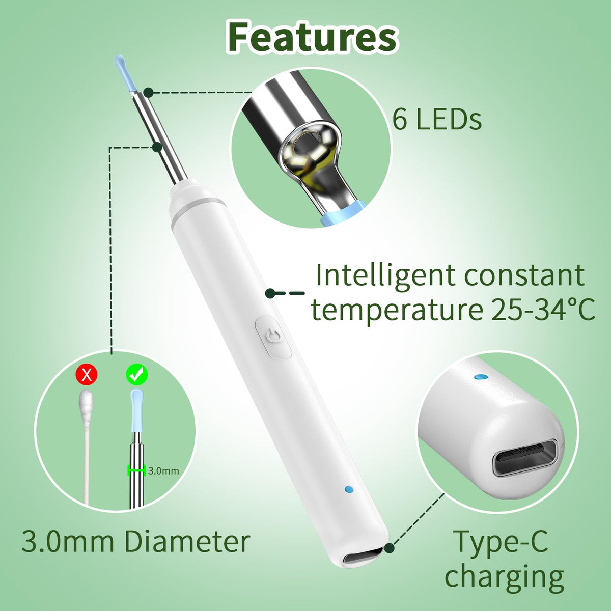 Ear Wax Removal Kit, 1920P HD Ear Cleaner with Camera Ear Wax Remover Tool