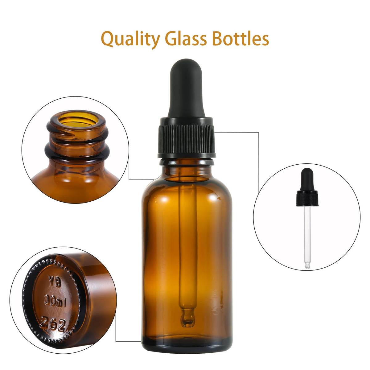 Amber Glass Dropper Bottle,2pcs 60ml Small Empty Reusable Eliquid Pipette Ear Dropper Bottles Suitable for Essential Oils Massage Perfumery Aromatherapy Laboratory Fragrances Pharmacist Bottle