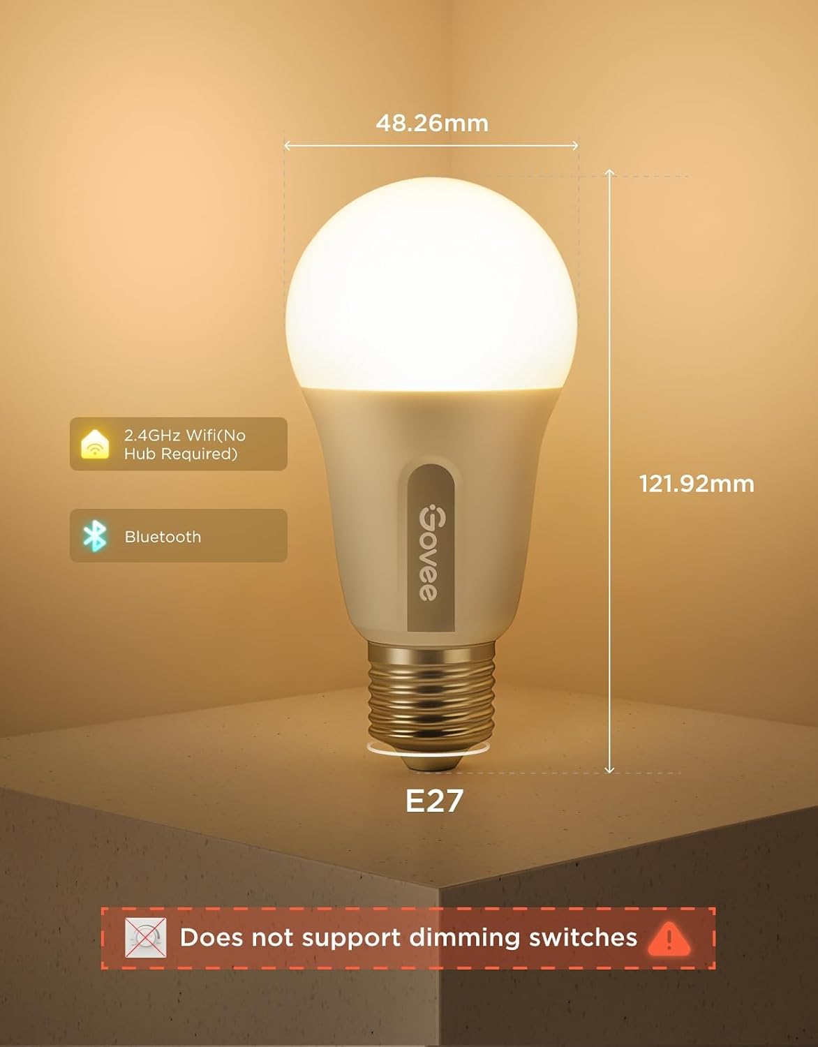 Govee RGBWW B22 Smart Bulb, 800LM, Music Sync, 54 Scenes, 2 Packs