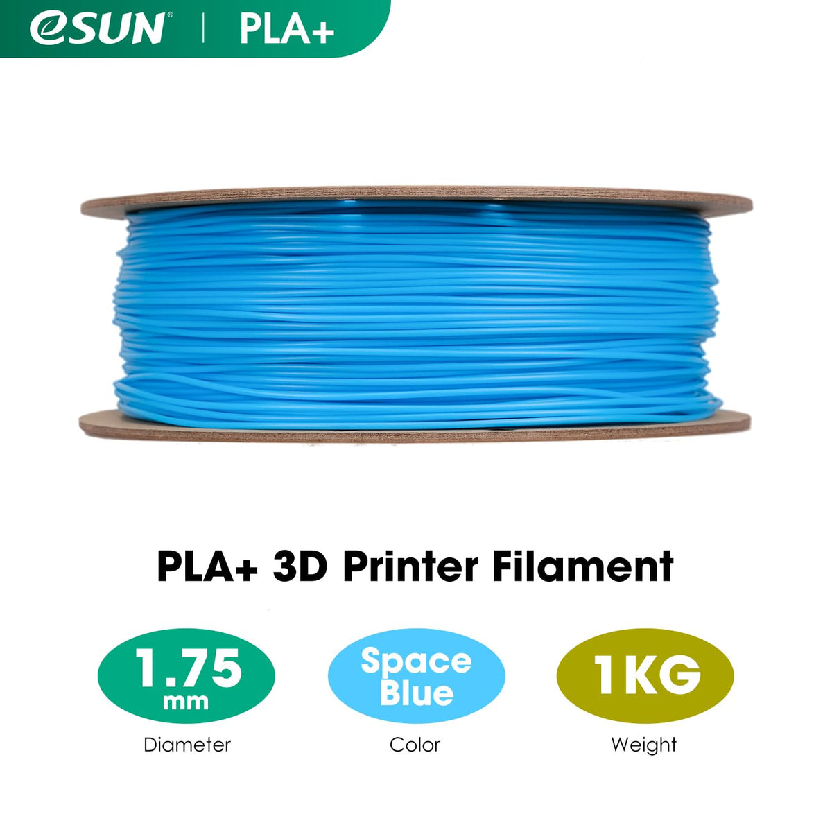 eSUN PLA+ 3D Printing Filament 1KG(2.2lbs), Enhanced Toughness, Cold White