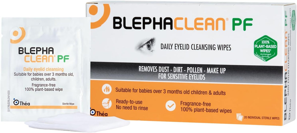 Blephaclean PF Cleansing Eyelid Wipes, for Sensitive Eyelids, 20 Wipes