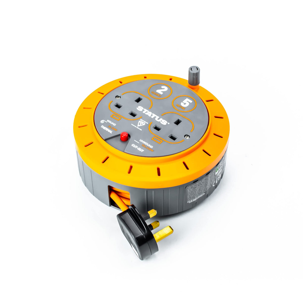 IONOS 2 Socket Cable Reel, 10m Outdoor Garden Extension Lead, DIY