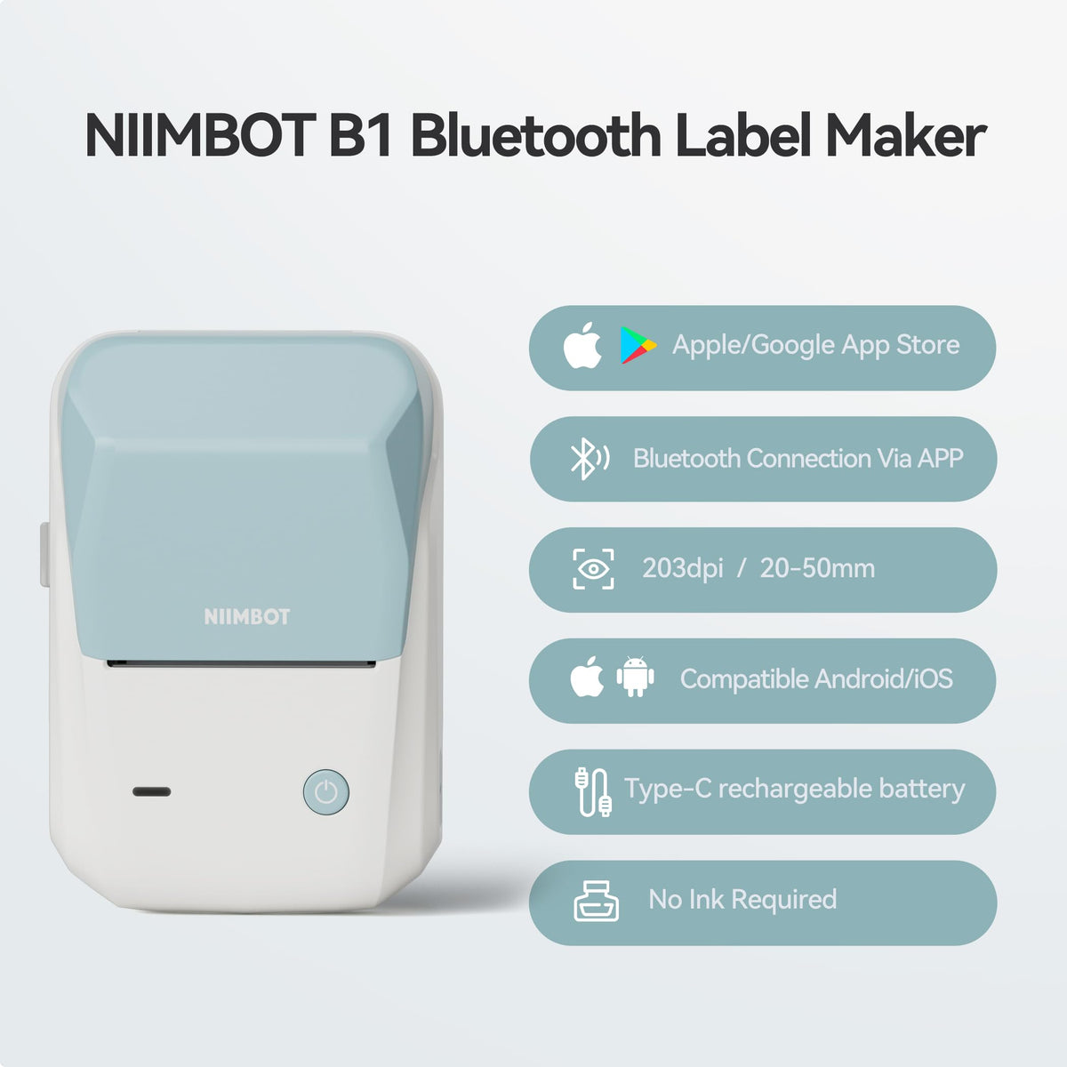 NIIMBOT B1 Label Maker Machine, 2 Inch Bluetooth Sticker Printer