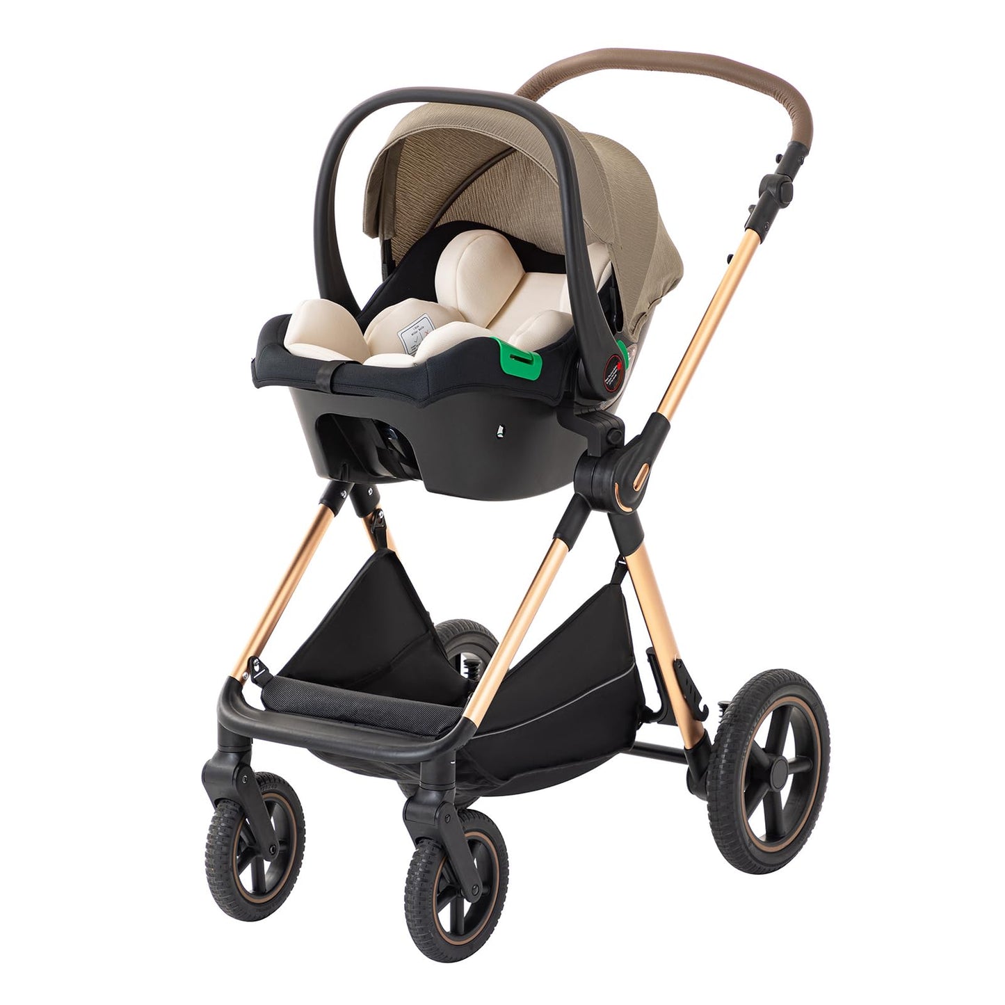 BEBBY Stroller 3-in-1 Baby 3 in 1 with Seat with Foldable Aluminium Frame, Compact Stroller with Adjustable Armrests, Combined Strollers,High Landscape Travel Pushchair (gen-H9-PINK, H9)