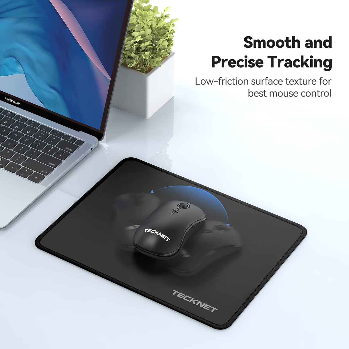 TECKNET Mouse Mat, 270 x 210 x 3 mm Gaming Mouse Pad - Grey