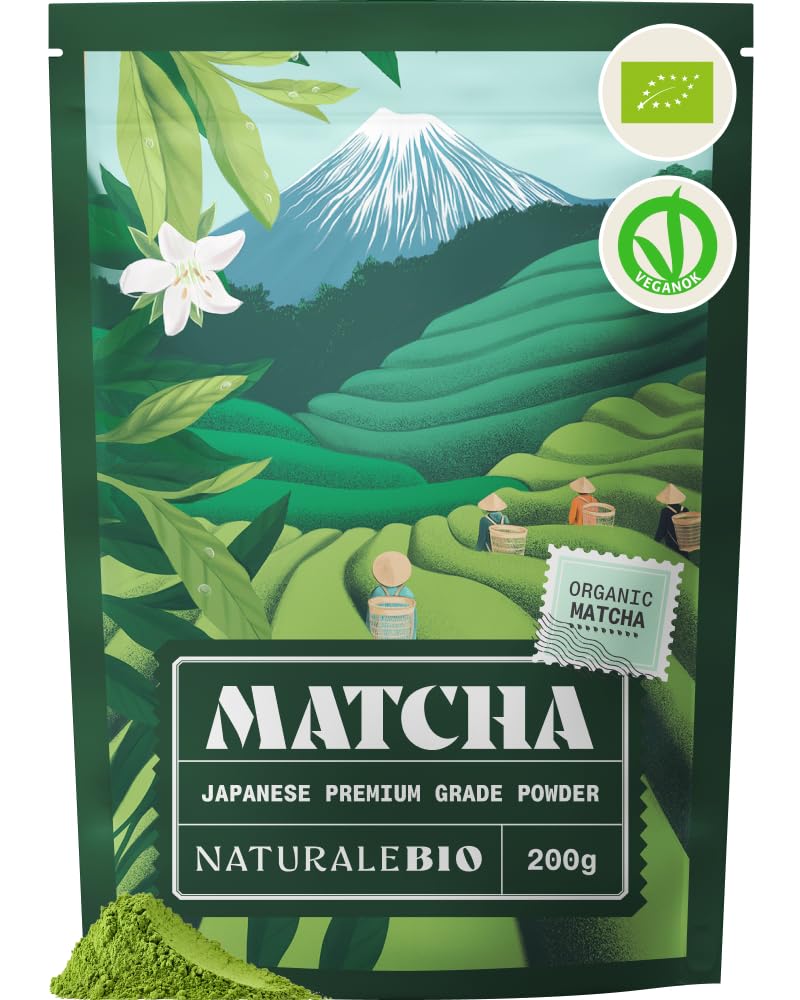 NaturaleBio Organic Premium Grade Japanese Matcha Powder L-Theanine