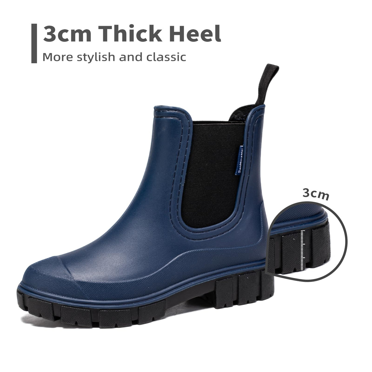 DRECAGE Wellies Boots Women Waterproof Short Chelsea Fashion Ladies Comfortable Rain Boots Outdoors Garden Walking