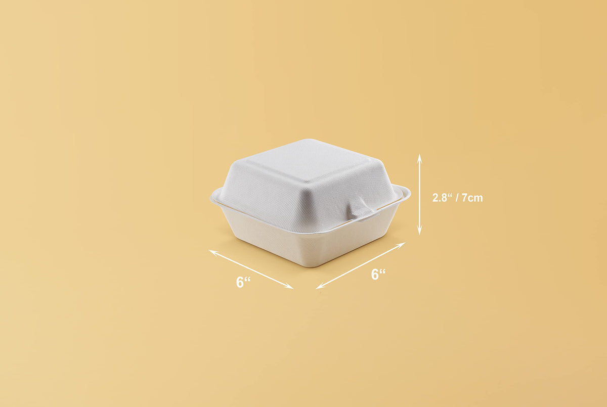 FOOGO Green 50pcs Clamshell Takeaway Boxes, 9x6 inch, 30oz / 900ml
